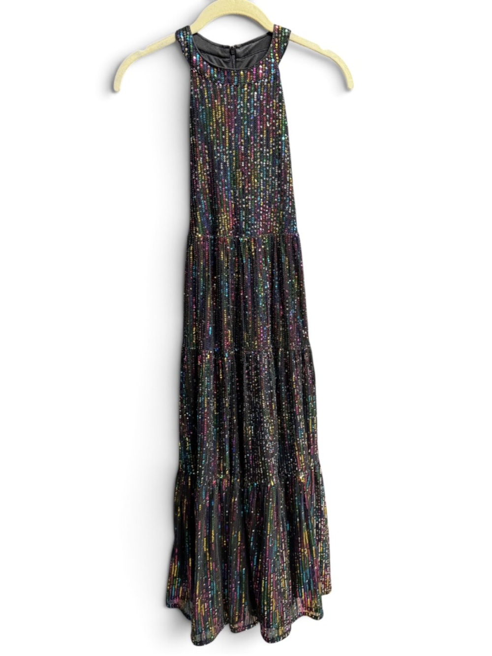 Grace Karin Sequin Dress Girls 14Y Black Multicolor Formal Party Holiday